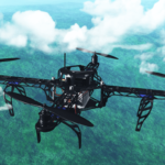 A drone while taking a flight