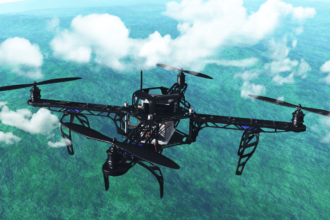 A drone while taking a flight