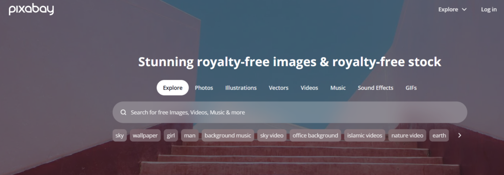 homepage of free stock image websites pexels