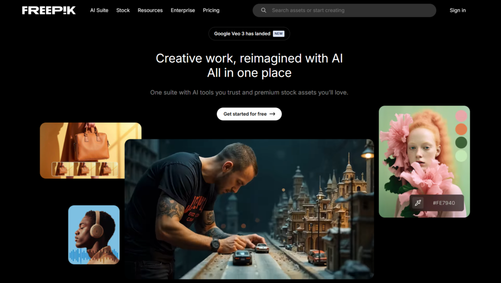 homepage of free stock image websites freepik